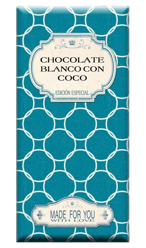 Chocolate artesano Blanco con Coco