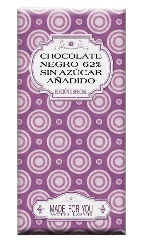 Chocolate artesano Negro 62% Sin Azúcar