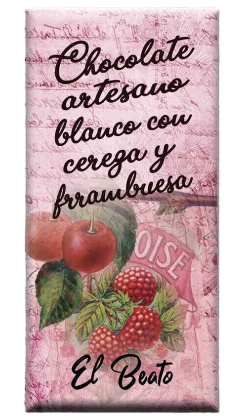 Chocolate artesano Blanco con Cereza y Frambuesa