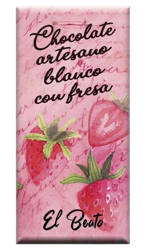 Chocolate artesano Blanco con Fresa
