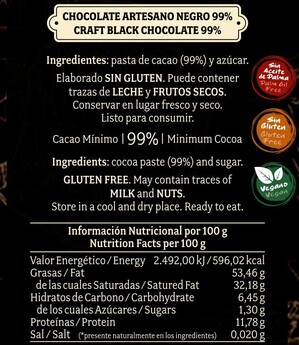 Chocolate artesano Negro 99%