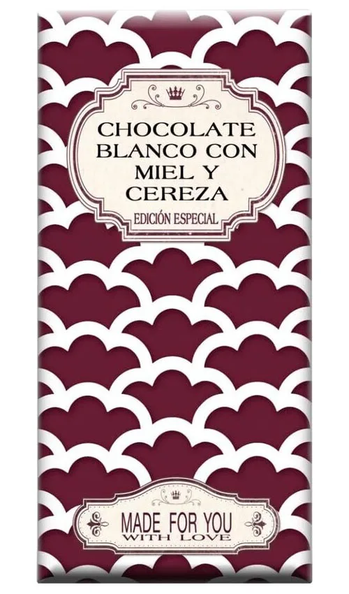 Chocolate artesano Blanco con Miel y Cereza