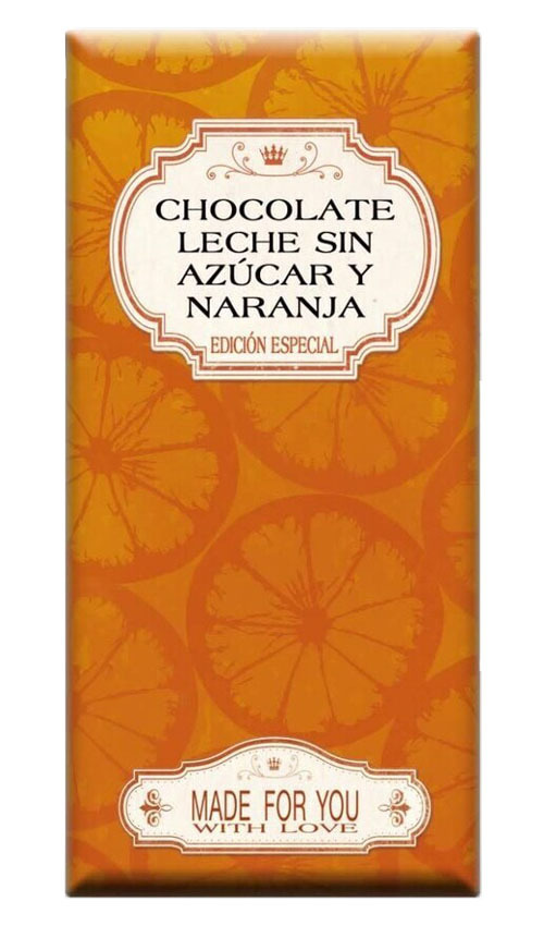 Chocolate artesano Leche S/A y Naranja
