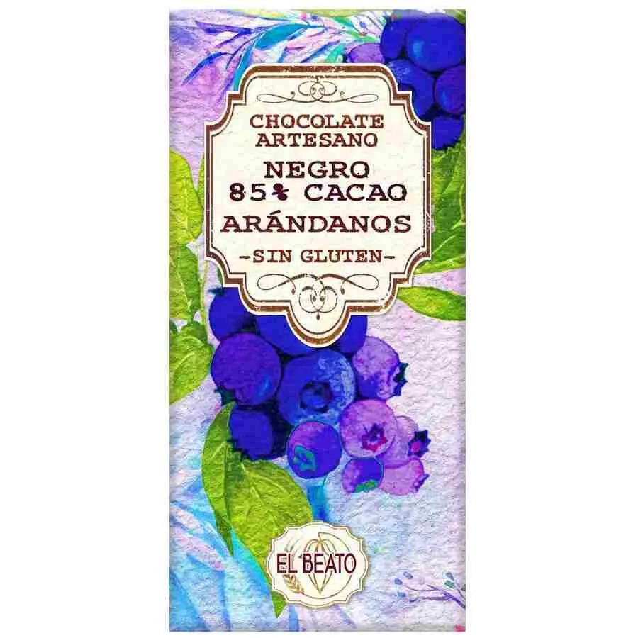 Chocolate artesano Negro 85% con Arándanos