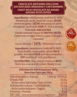 Chocolate Milk without sugar and Bonbon Coffee