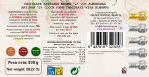 Tabletón Chocolate Negro Almendras 800g