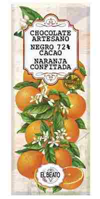 Tabletón Chocolate Negro con Naranja Confitada 400g