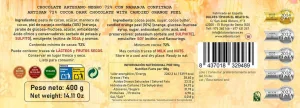 Tabletón Chocolate Negro con Naranja Confitada 400g