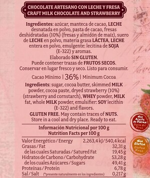 Chocolate artesano con Leche y Fresa