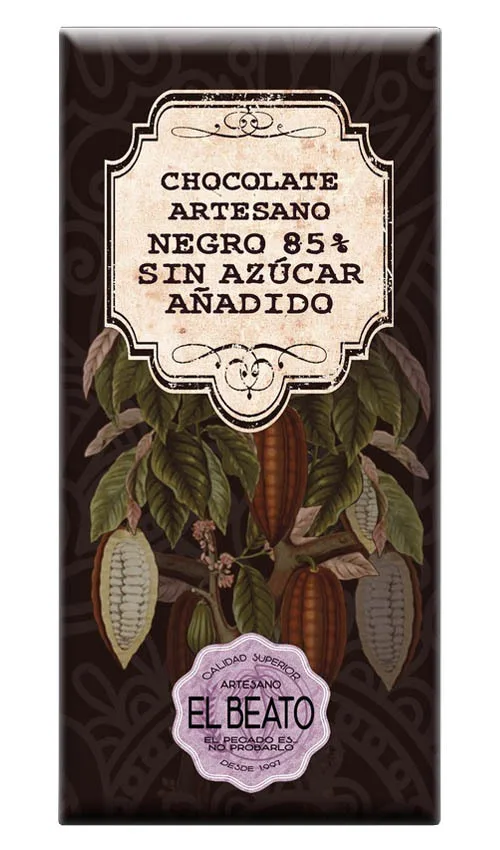 Chocolate artesano Negro 85% Sin Azúcar