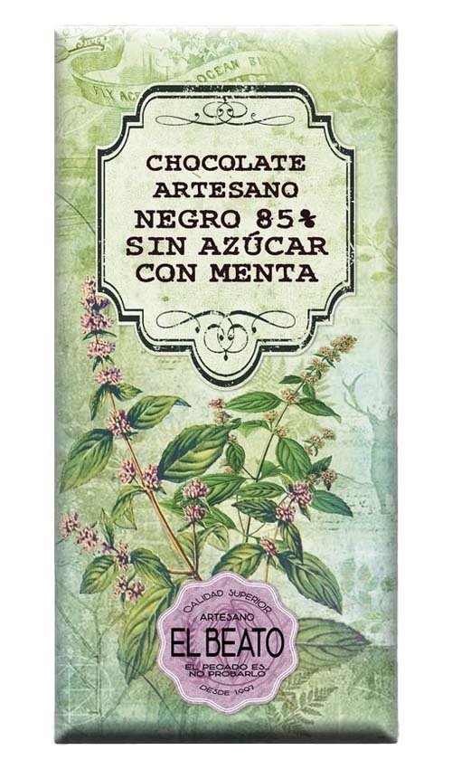 Chocolate artesano Negro 85% Sin Azúcar con Menta