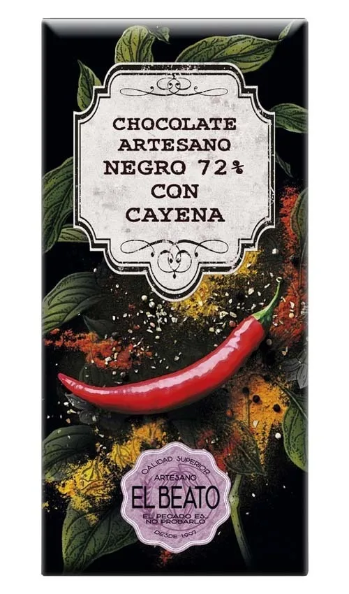 Chocolate artesano Negro 72% con Cayena
