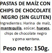 Pastas Sin Gluten con chips de chocolate 150gr.