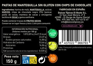 Pastas Sin Gluten con chips de chocolate 150 g
