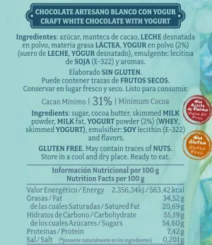Lingote 250g chocolate blanco yogur