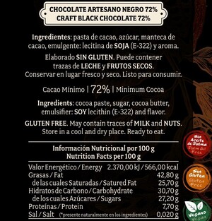 Lingote 250g chocolate negro 72%