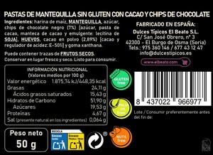 Pasta Sin Gluten de chocolate y chips 50 g