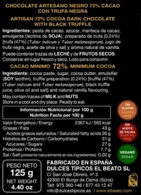 ECLIPSE: Chocolate negro 72% con Trufa negra
