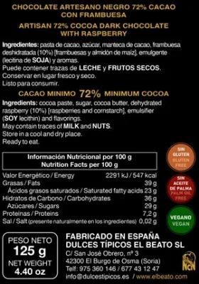 ECLIPSE: Chocolate negro 72% con frambuesa